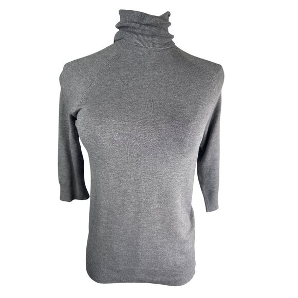 2/$30 ZARA Gray Small Turtleneck SweaterLightweight Soft Knit 3/4 Sleeve - Picture 1 of 12